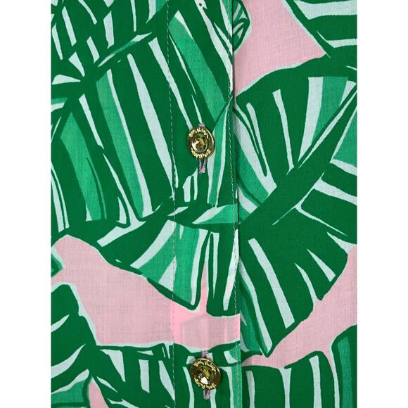 Lilly Pulitzer Franki Green Conch Shell Lets Go Bananas Shirt Coverup Size MED - Picture 4 of 9